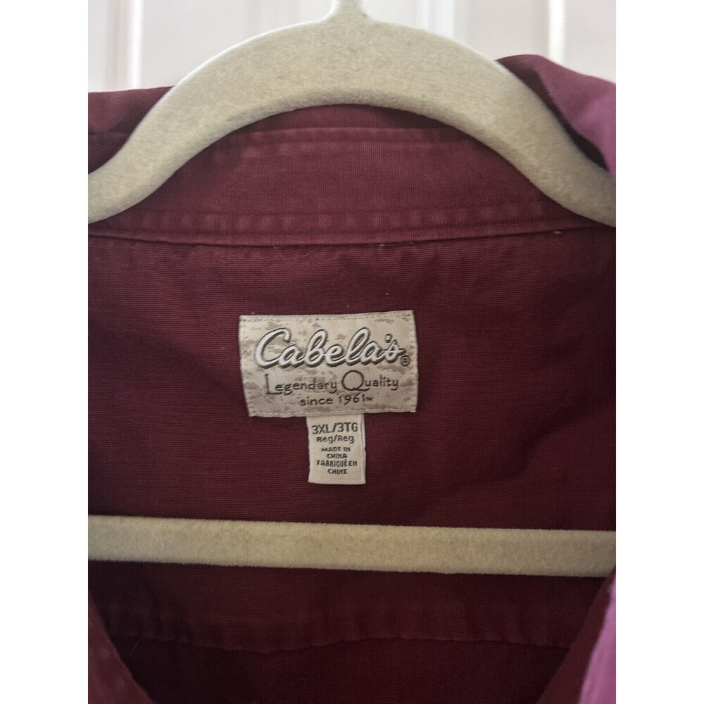 Cabelas Shirt Mens 3XL Red Button Up Flap Pockets Outdoor Thick Heavy - Picture 3 of 8